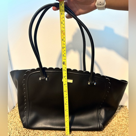 Kate Spade Black Leather Scalloped Tote - Picture 7 of 10